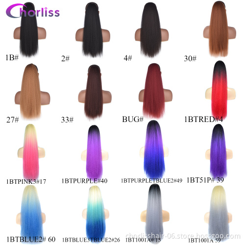High Temperature Long Straight Synthetic Hair Wig Ponytail With Bangs Clip in Ponytail and Bangs Combination Hair Extensions